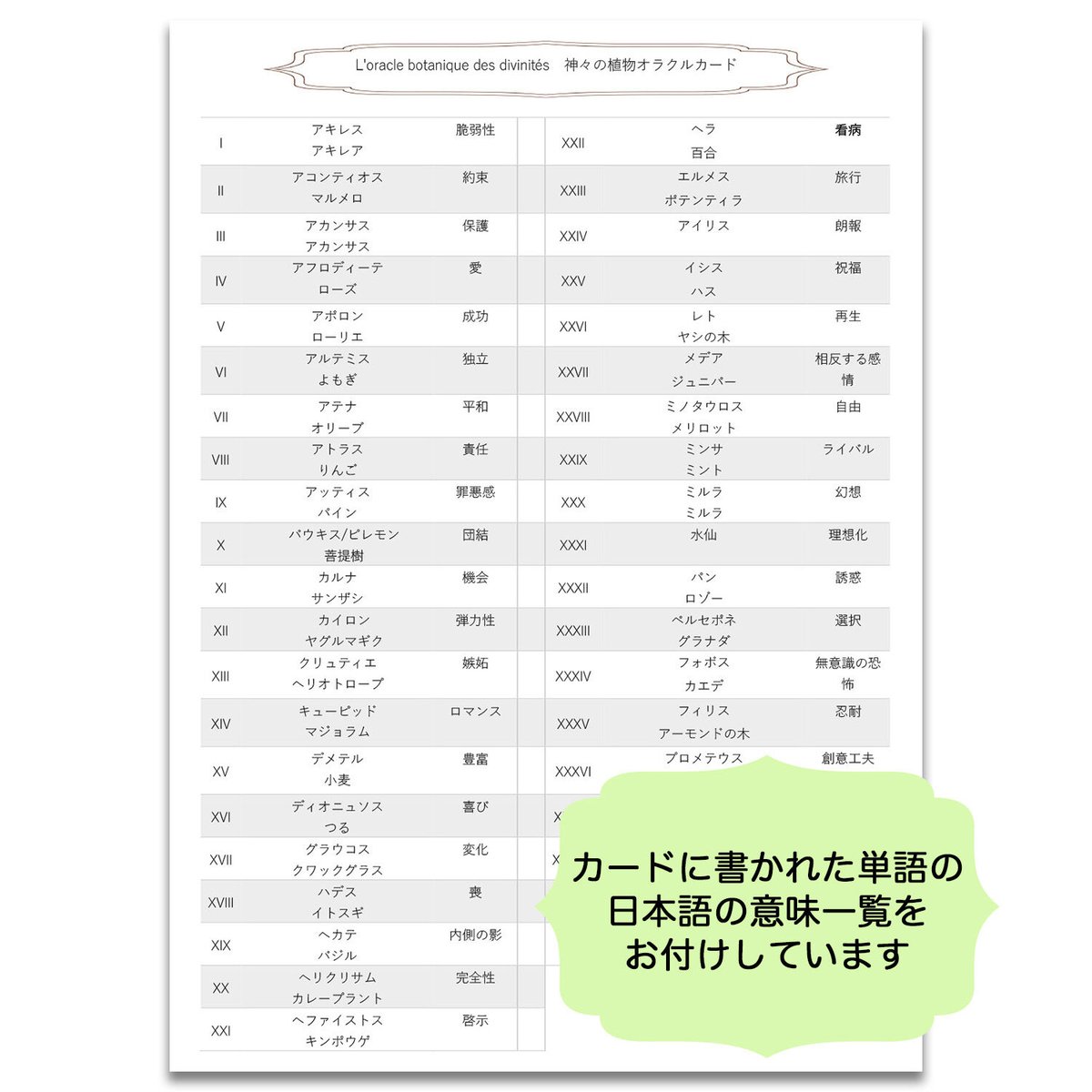 ✨金縁✨巾着つき！神々と植物が描かれたフランス製オラクルカード・タロットカード ✨金縁✨巾着つき！神々と植物が描かれたフランス製オラクル