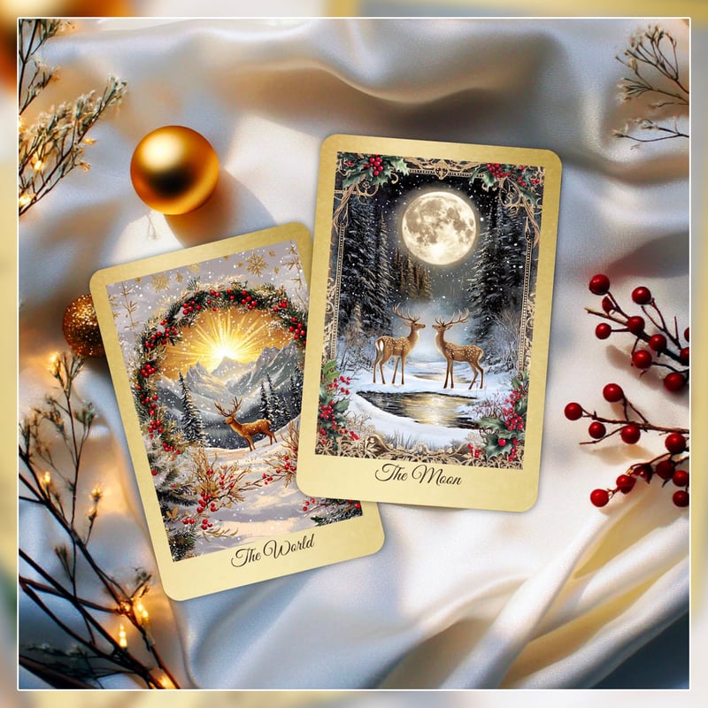 【正規品タロットカード】待望の再入荷✨美麗レア色✨豪華な真紅×ゴールドのデッキ Christmas Eve Tarot Deck【タロットカード】 | musemuse