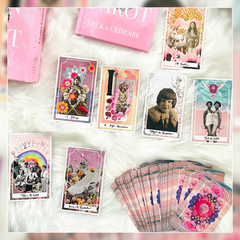 ピンクゴールドエッジ豪華BOX &巾着入りのフェミニンな海外タロットカード