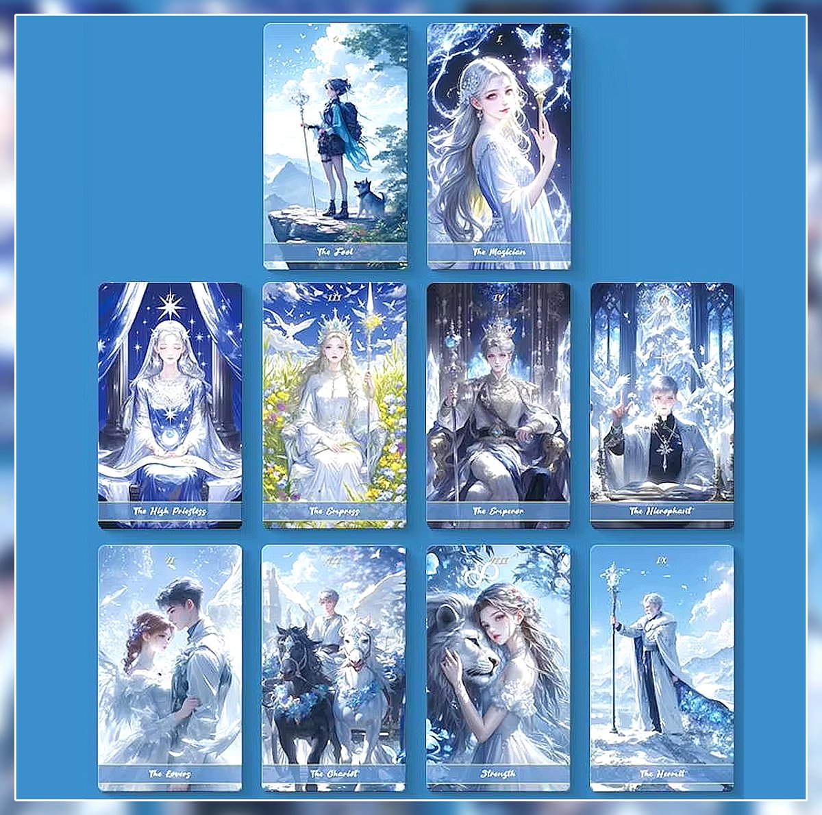 クリスタルラブタロットカード ❤︎ 神秘的なファンタジーアートデッキ ❤︎ ブルー クリスタルラブタロットカード 神秘的なファンタジーアート