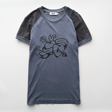 MOSCHINO navy logo printed T-shirts