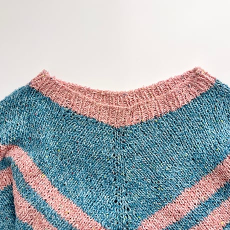 blue×pink glitter designed knit