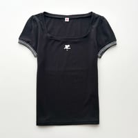 courreges glitter logo square neck T-shirts