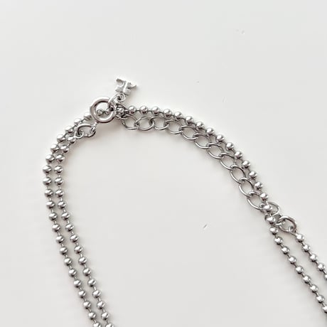 courreges silver×pink logo flower necklace