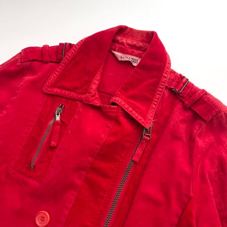 red zip designed trench coat