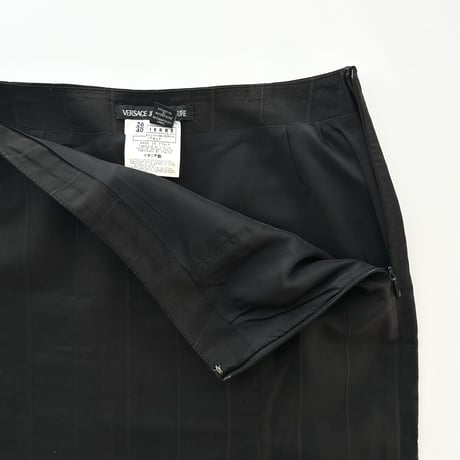 VERSACE black striped slit middle skirt