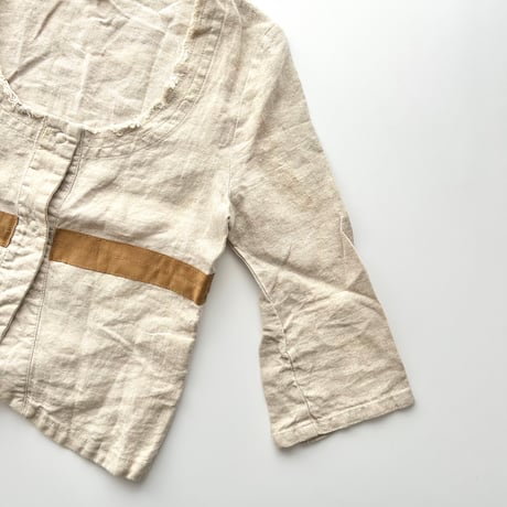 beige suede line linen jacket