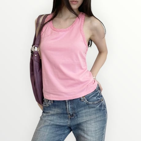 pink back crochet tank top