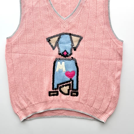 pink dog designed knit vest