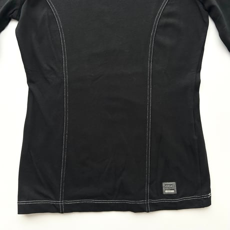 VERSACE black×white stitch tops