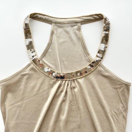 gold sequins sleeveless tops