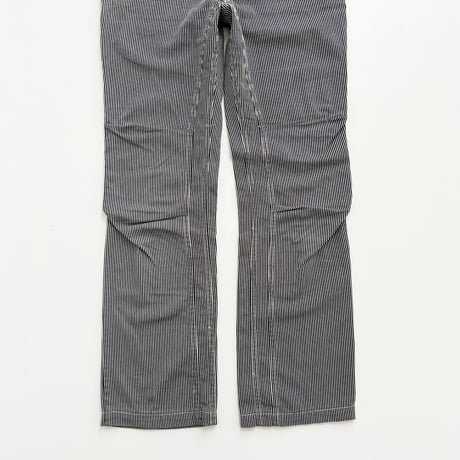 navy pinstriped zip cargo pants