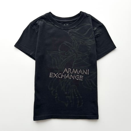 ARMANI black rhinestone printed T-shirts