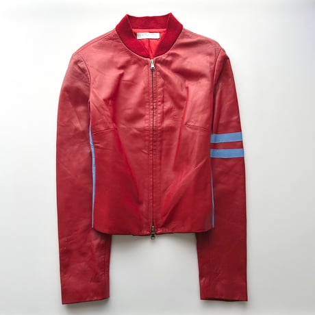 made in Italy / red×blue real leather blouson