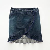 ARMANI indigo denim frill designed skirt