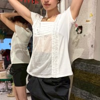 MaxMara white gather sheer tunic