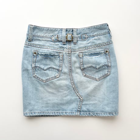 light blue denim mini skirt