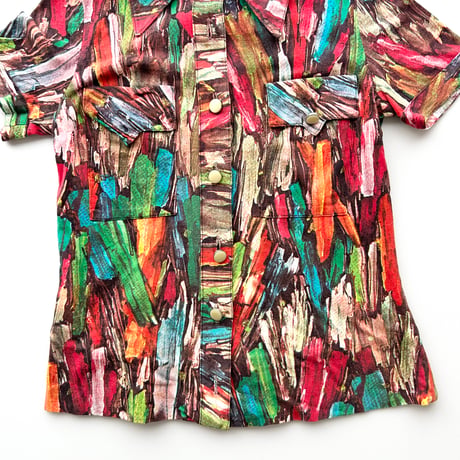 multi color paint short sleeve shirt
