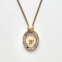 courreges rhinestone logo necklace
