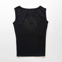 black printed mock neck tank top