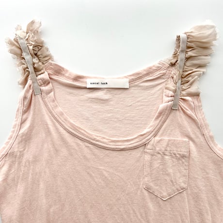 pink pocket frill tank top