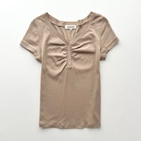 beige henry neck tops