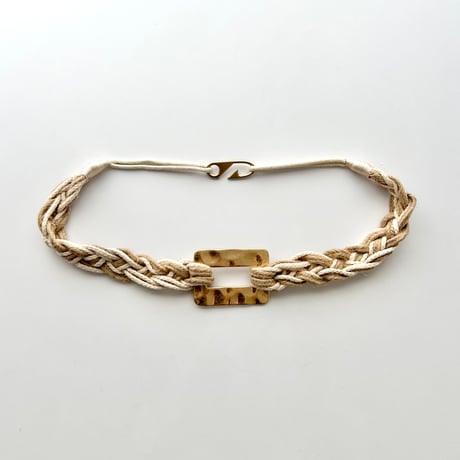 beige×white plate rope belt