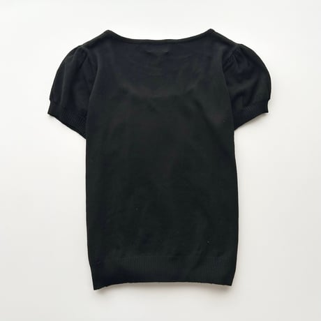 black puff sleeve knit tops