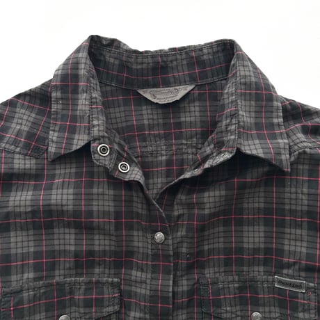 DIESEL black×red plaid cotton shirt
