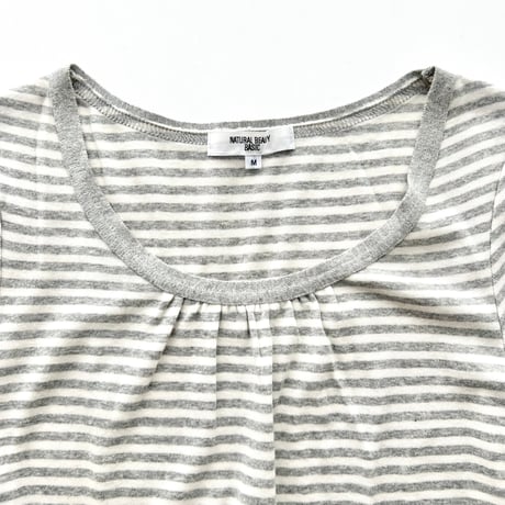 gray striped puff sleeve T-shirts