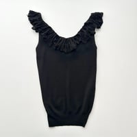 DKNY black crochet frill tops