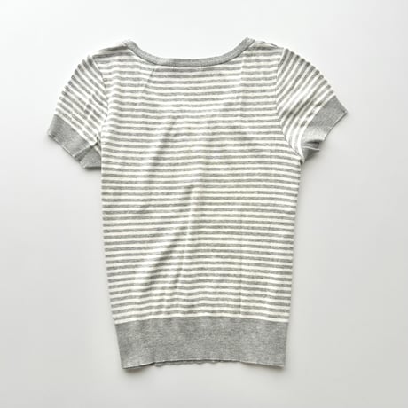 gray striped puff sleeve T-shirts