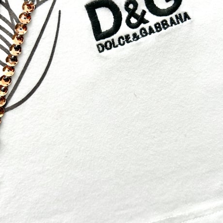 D&G white sequins logo T-shirts