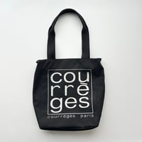 courreges black×silver logo canvas bag