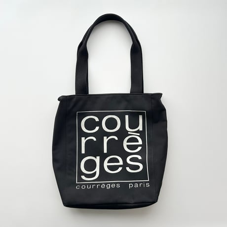 courreges black×silver logo canvas bag