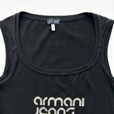 ARMANI black×silver logo tank top