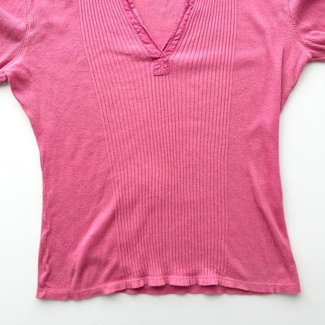 Ralph Lauren pink open collar tops