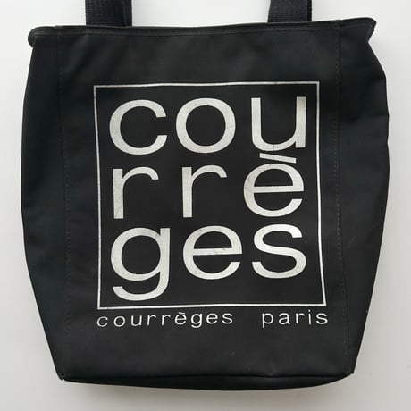 courreges black×silver logo canvas bag