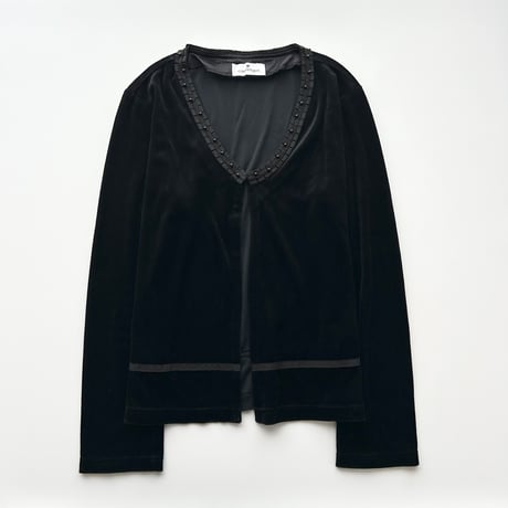 courreges black velour bolero cardigan