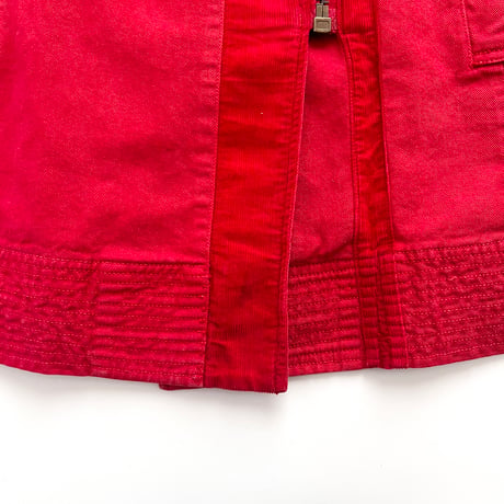 red zip designed trench coat