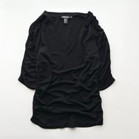 DKNY black drape v neck tops