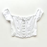 GUESS white lace up cropped blouse
