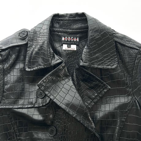 MORGAN black python enamel leather jacket