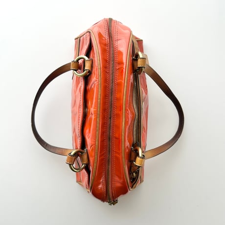 coach orange enamel leather shoulder bag