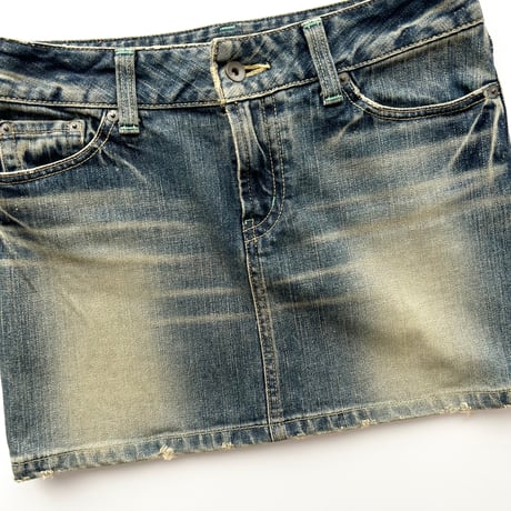 damage denim mini skirt