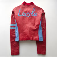 made in Italy / red×blue real leather blouson