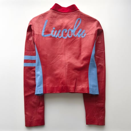 made in Italy / red×blue real leather blouson