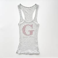 GUESS gray rhinestone logo rib tank top