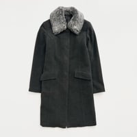 gray fur collar wool coat