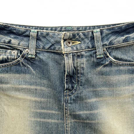 damage denim mini skirt